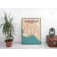 «Long Beach City Map», reproduction d'impression sur affiche en beige-24706070