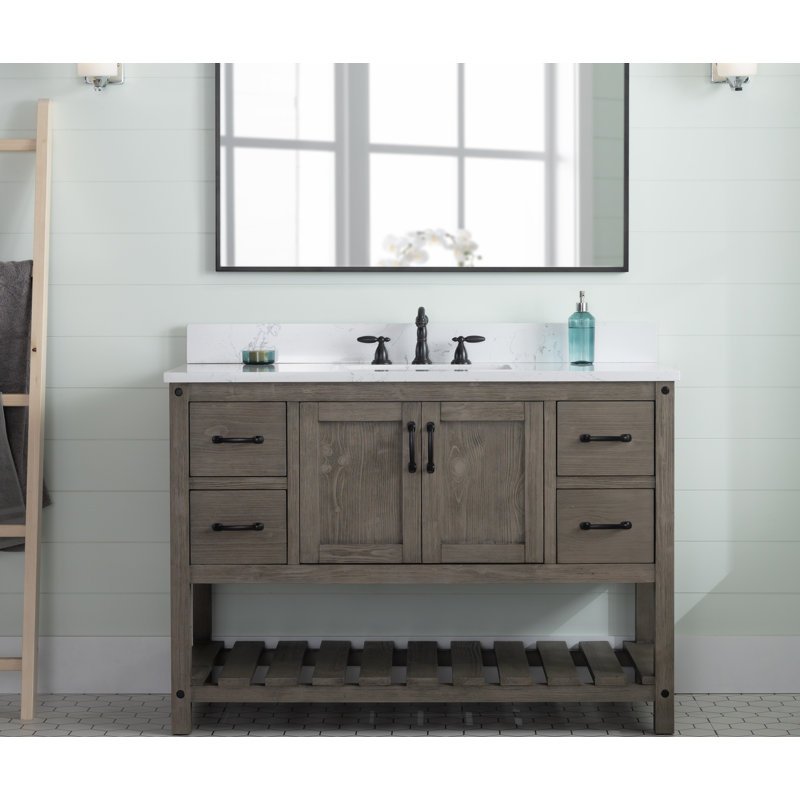 Ensemble de meuble-lavabo simple 48 po Radstock, Gris antique, Blanc de Carrare