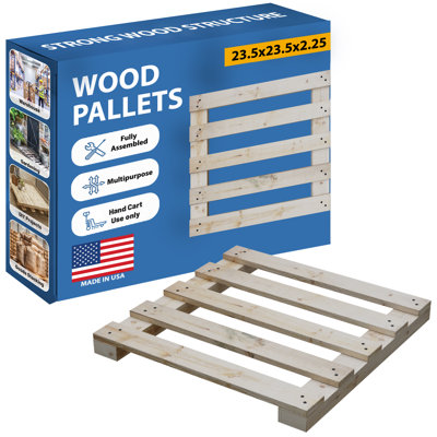 Heavy-Duty 2-Way Entry Wooden Pallet - 23.5x23.5x2.25”, Industrial-Grade Hardwood Shipping Pallet, Durable, Reusable, Stackable, Easy to Handle, Commercial Use as a Floor-Pallet, 10 Pack