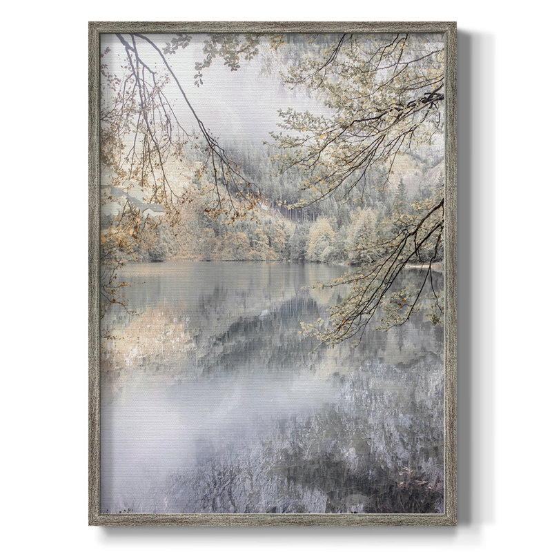 «Misty Lake», reproduction encadrée - bois massif 47747, H 11 po x l 9 po