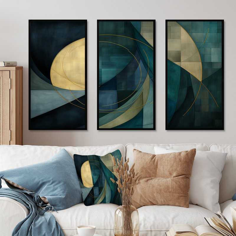 Abstract Echoes Swirls 2 - Abstract Collages, art mural, H 28 po x l 36 po, Cadre flottant noir