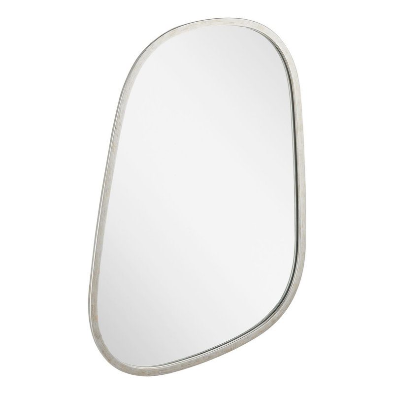 Amburgey 33-3/4" x 33-3/4" Asymmetrical Framed Bathroom Mirror, Antique Silver