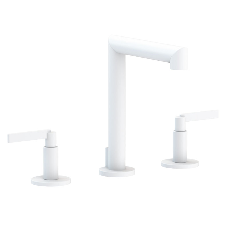 Tolmin Widespread Bathroom Faucet with Drain Assembly, Lever Handle, Matte White