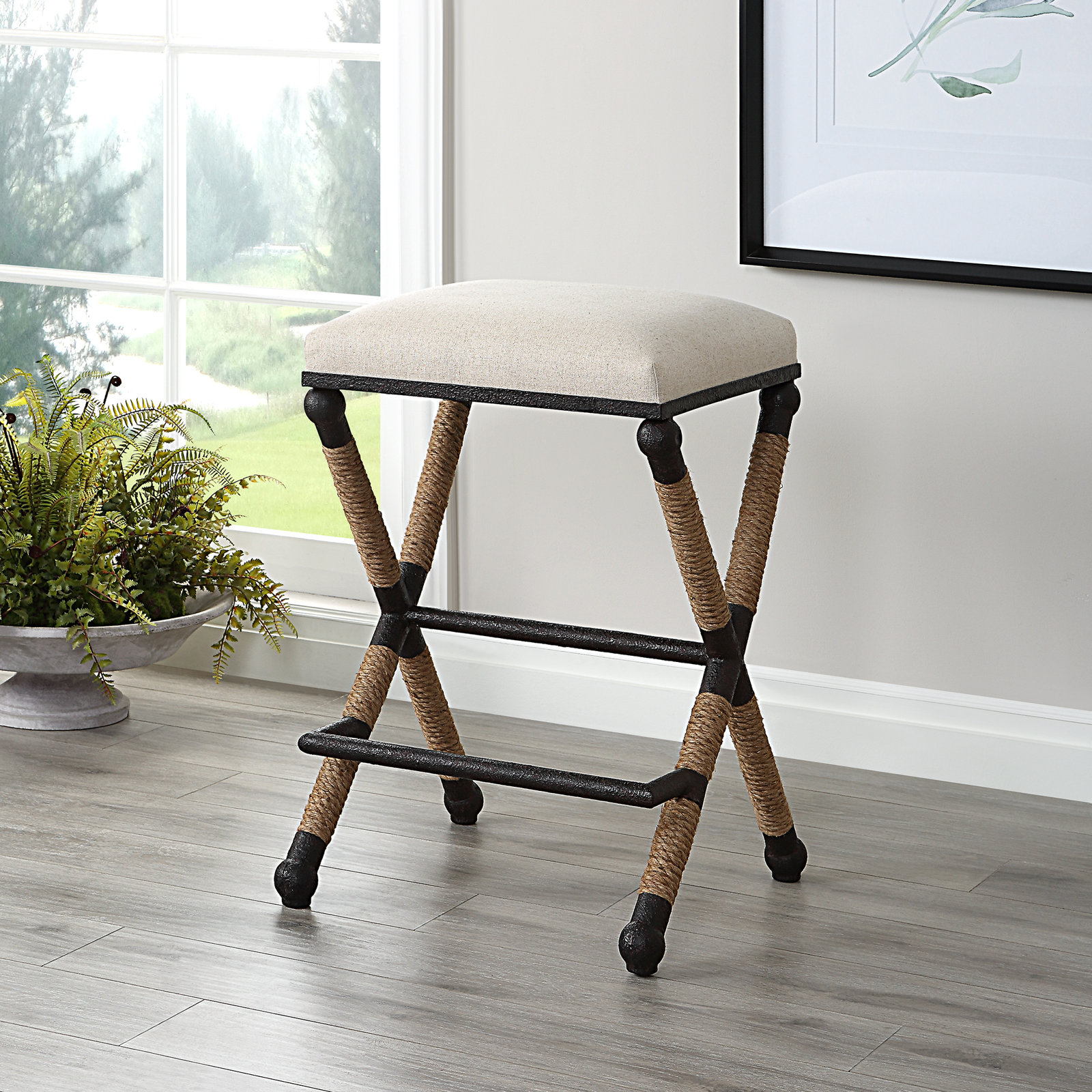 Faline 28" Bar Stool, Oatmeal