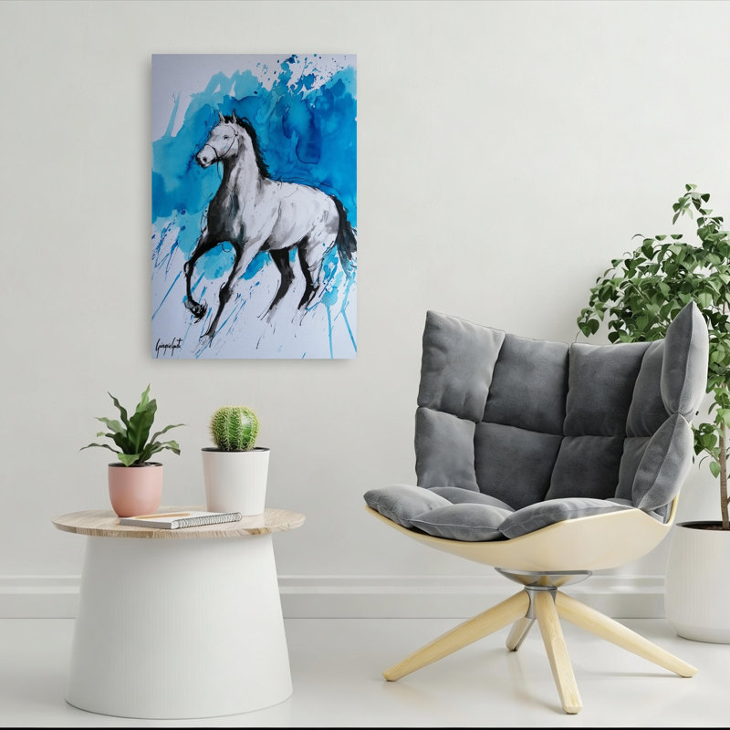 Cheval au galop, impression abstraite et énergique, 36" H x 24" W