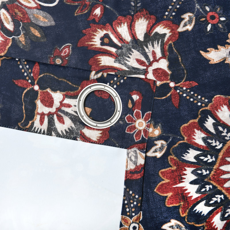 Alecsa Damask Blackout Grommet Curtain Panel, 52" W x 96" L, Indigo