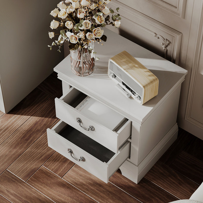 Table de chevet classique en bois 22 po x 16 po x 22,7 po - blanc