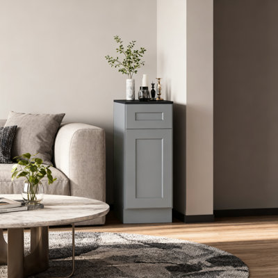 Armoire de base 15 po Shaker avec porte à fermeture en douceur, tiroir, unité en bois massif compacte avec tablette réglable pour la cuisine, la salle de bain, la buanderie et le garage (l 15 po x P 24 po x H 34,5 po)