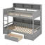 Lit superposé simple avec tiroir, lit superposé en bois avec tablettes de rangement à côté des lits supérieur et inférieur-527596585