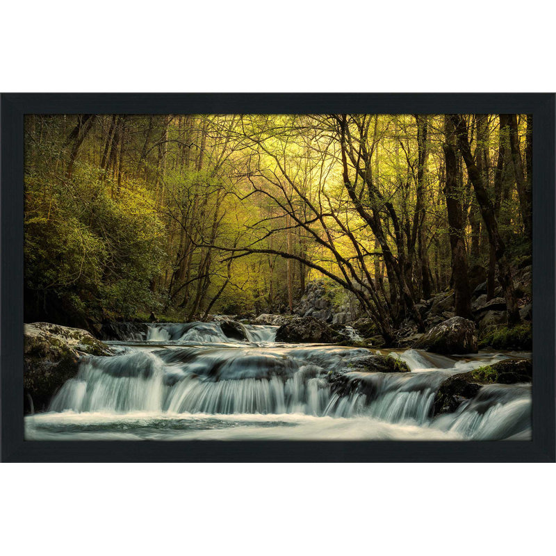«Waterfall Creek», reproduction de photo, H 21,5 po x l 27,5 po x P 0,75 po, Cadre espresso