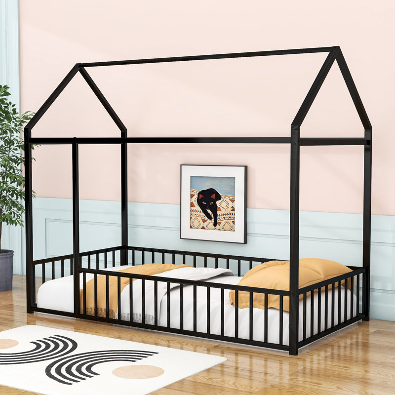 Alexous Metal Open-Frame Bed, Black