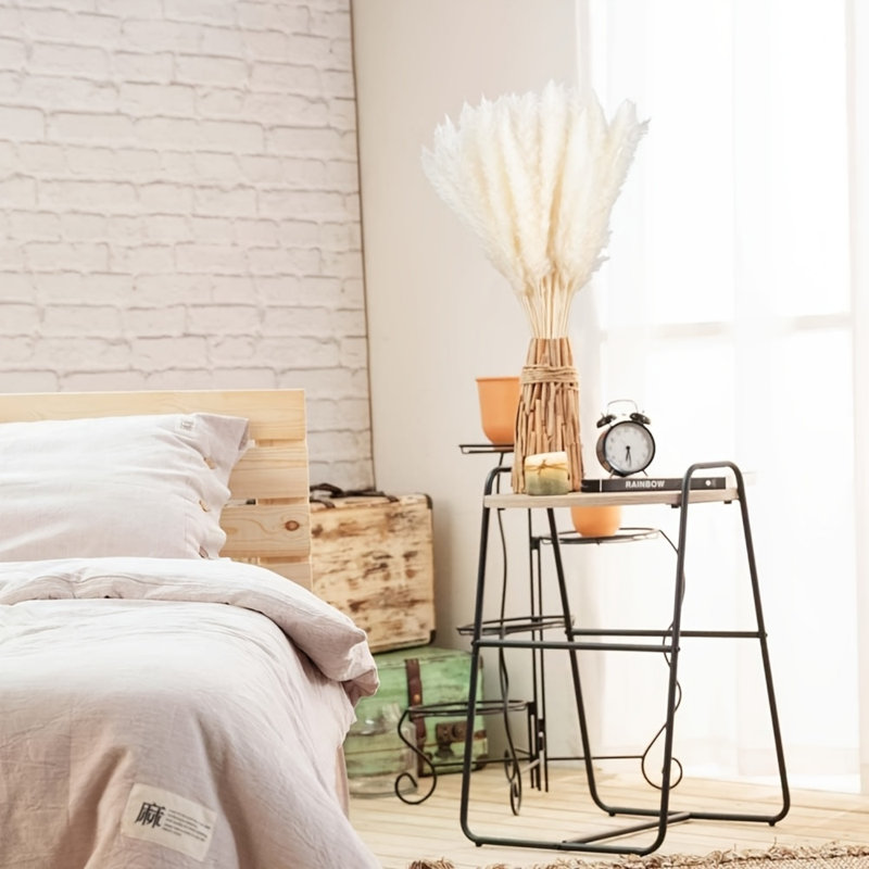 60 pièces de décoration bohème, herbe de la pampa duveteuse, petite herbe de la pampa sèche naturelle, herbe de la pampa courte en vrac pour la décoration de chambre bohème, la décoration de table basse (17 pouces)