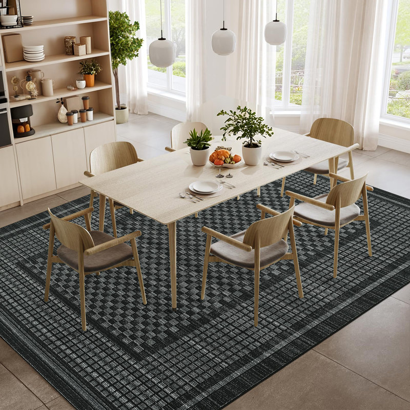 Area Rugs for Living Room Modern Bordered Washable Living Room Rugs Non Slip Geometric Large Carpet Stain Resistant Foldable Floor Low Pile Carpet for Home Decor