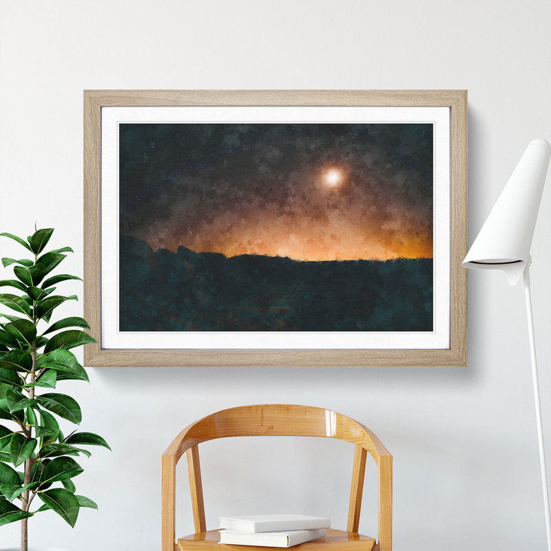 Glow from the Sky - Picture Frame Painting Print, 62cm H x 87cm W x 2cm D, Oak Framed