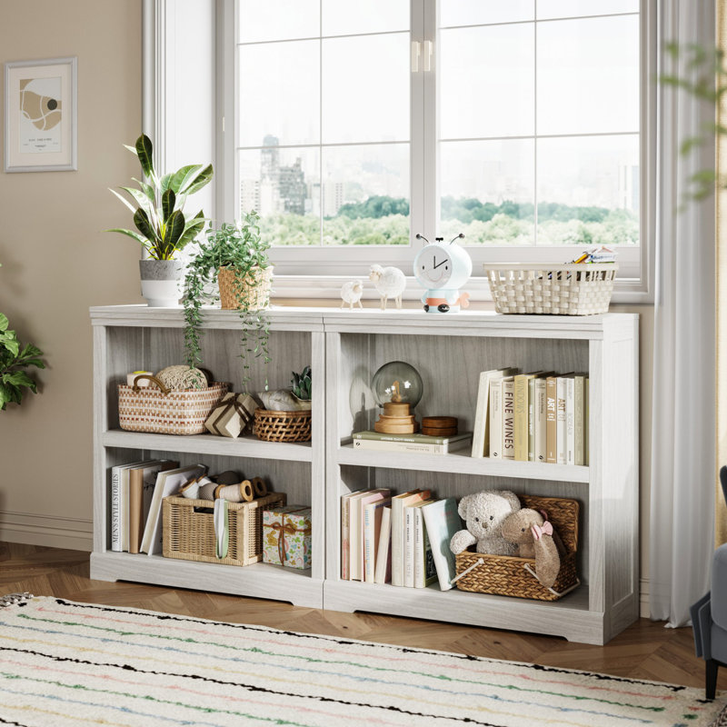 Patrick Toy Storage Bookcase, White, (2 Shelves) 31.8"H x 31.2"W x 11.7"D