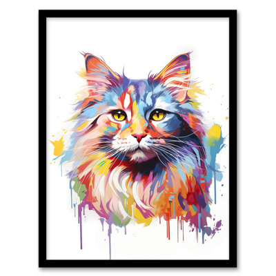 Siberian Cat Pastel Rainbow - Single Picture Frame Print