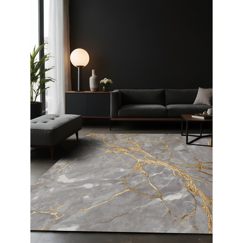 Tapis gris soyeux et moelleux, Carré 4 pi