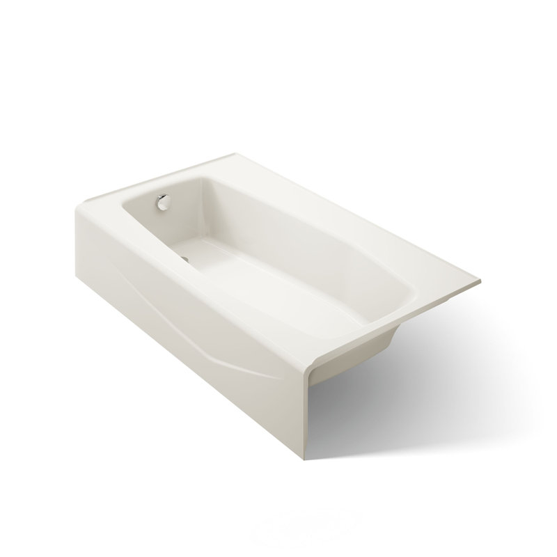 Villager Alcove 60" x 34" Alcove/Tile in Cast Iron Soaking Bathtub, Biscuit, Left