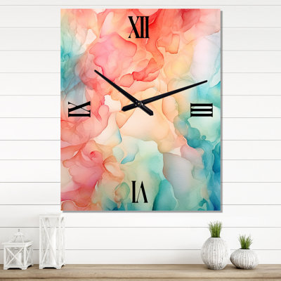 Orange And Teal Enchanted Spills - Abstract Modern Wall Clock