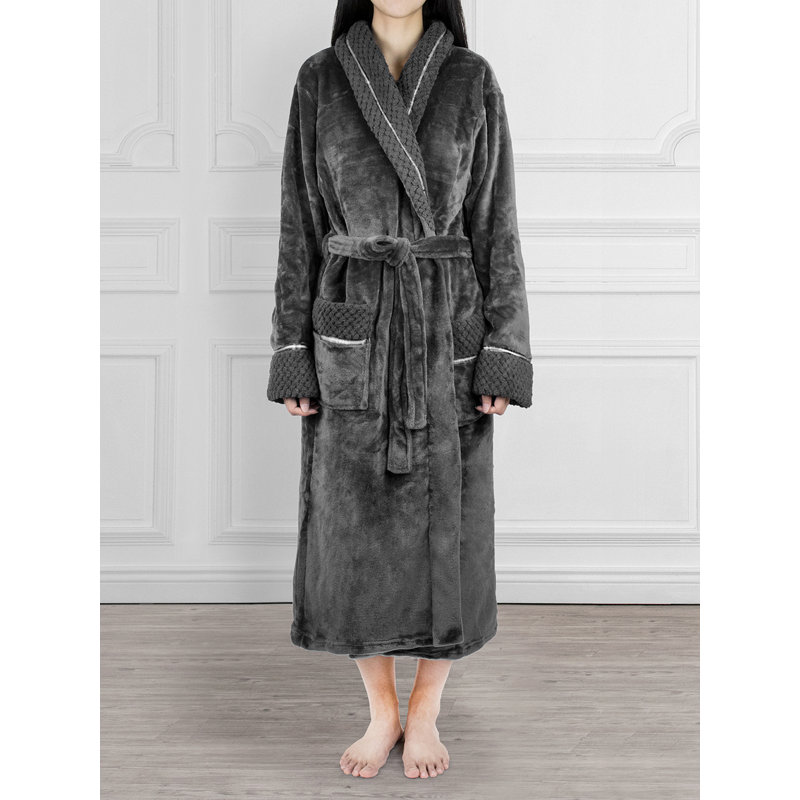 Peignoir en polaire pour femmes avec poches Lamson, G / TG, Gris