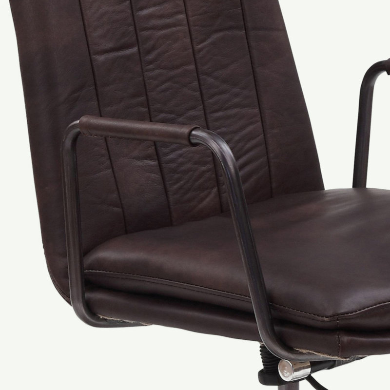 High-Back Mars Leather Executive Swivel Office Chair with Metal Accents