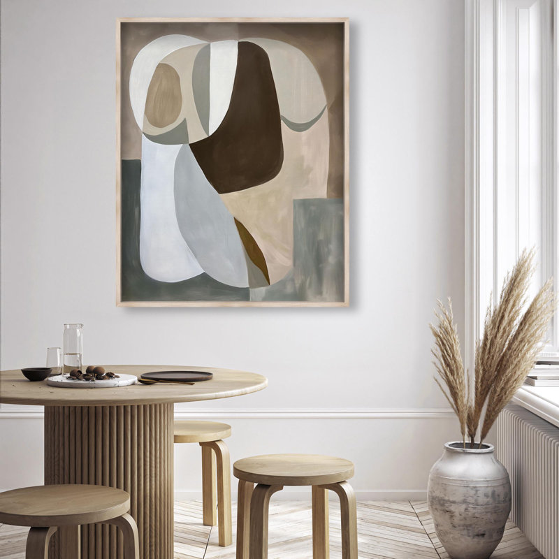 Oliver Gal Stone and Breeze I Abstract - Luxury Shadowbox Framed Wall Art, 38" H x 32" W, Cream