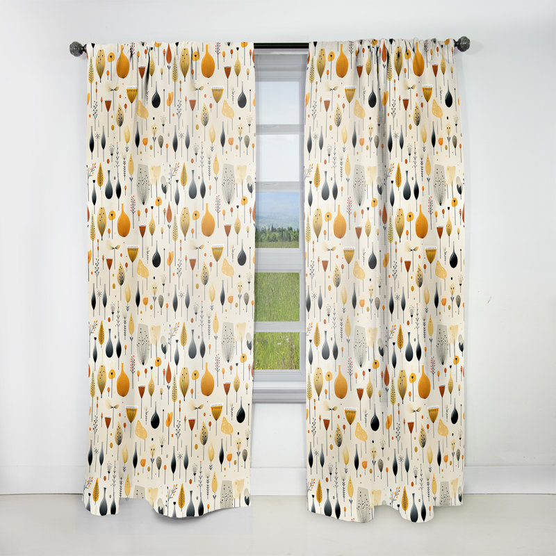 Mcm Minimalist Charm I - Rideau en velours Mid-Century - obscurcissant - 1 panneau, L 52 po x L 120 po