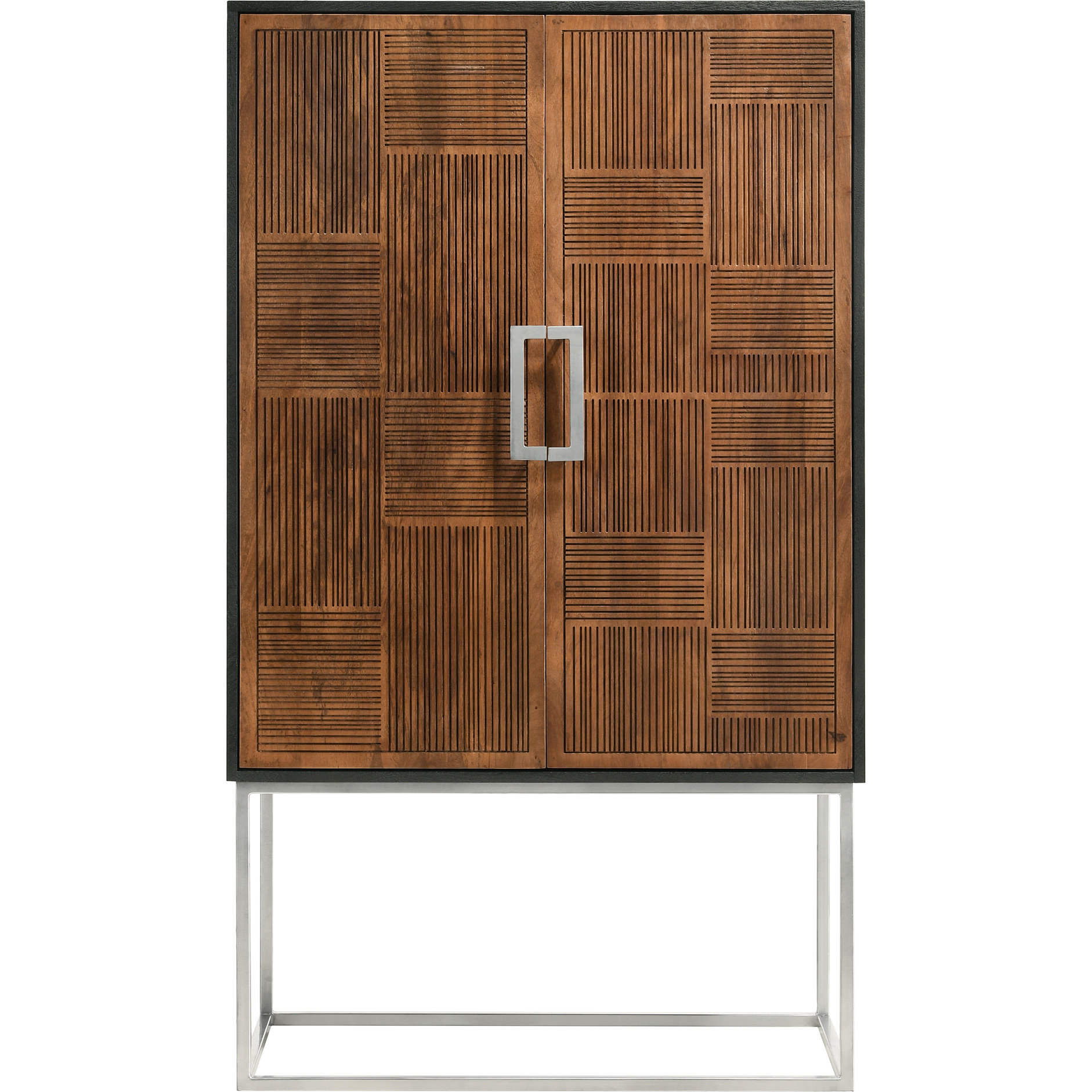 Ivy Bronx Bar Cabinet With Decorative Checkerboard Doors, Interior ...