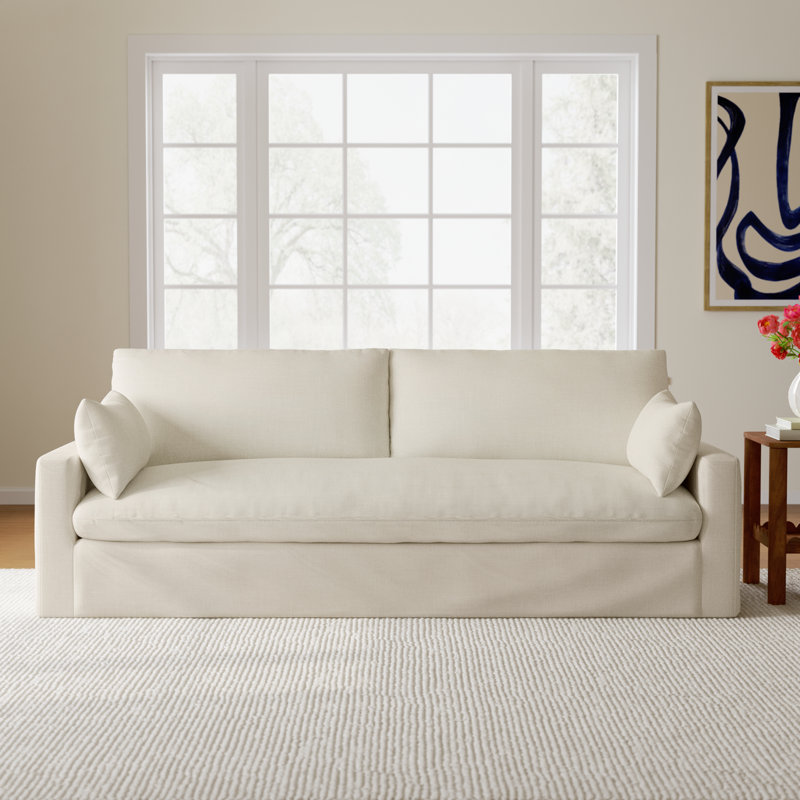 Luna 90'' Slipcovered Sofa, Conversation Pearl Basketweave