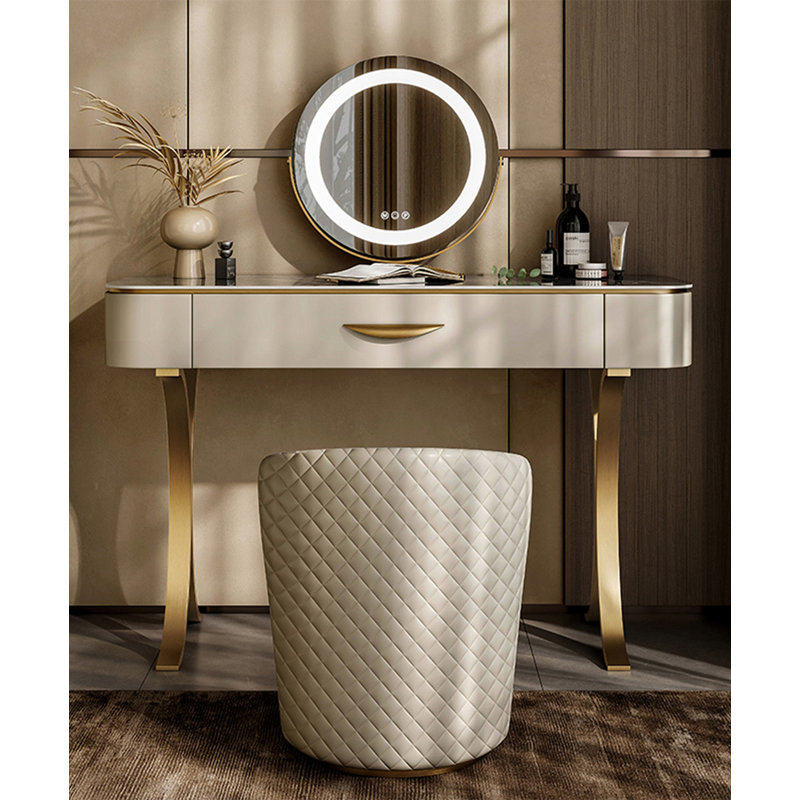 Table de commode de chambre de luxe légère en pierre frittée haut de gamme avec tiroirs