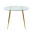 39.4" Round Glass Dining Table Clear Glass Countertops Gold-Plated Metal Legs