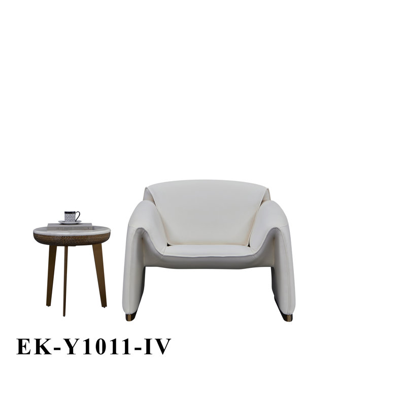 Chaise d'appoint Ermellino, Cuir véritable ivoire