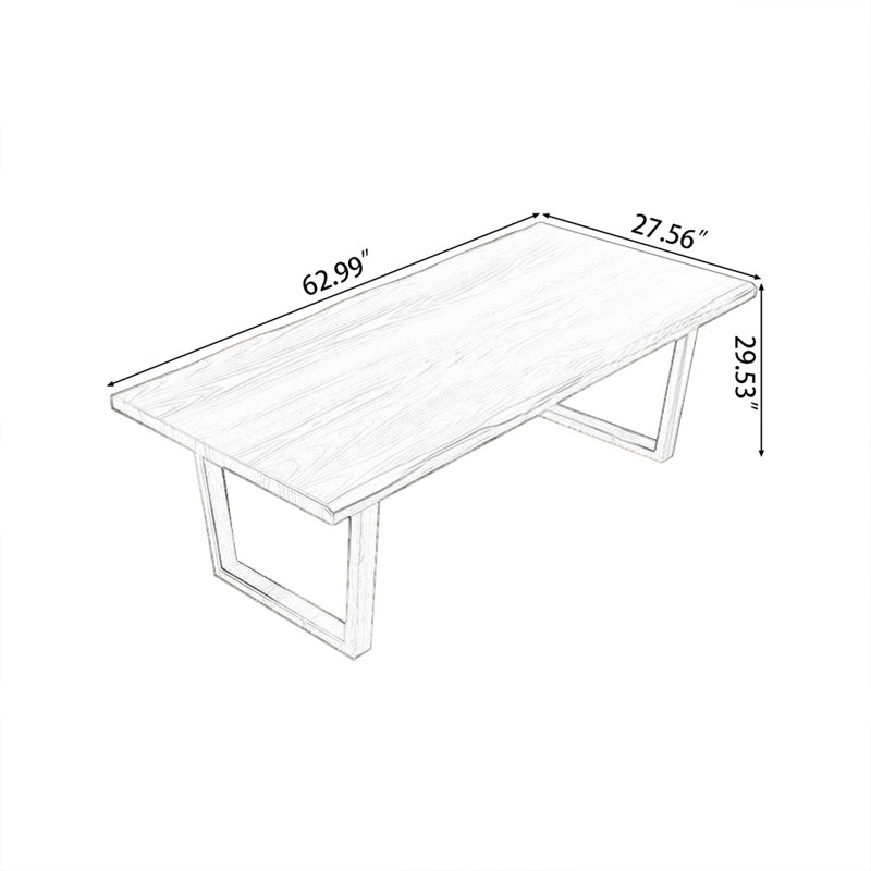 Bureau rectangulaire brun en bois massif, H 29,53 po x l 62,99 po x P 27,56 po