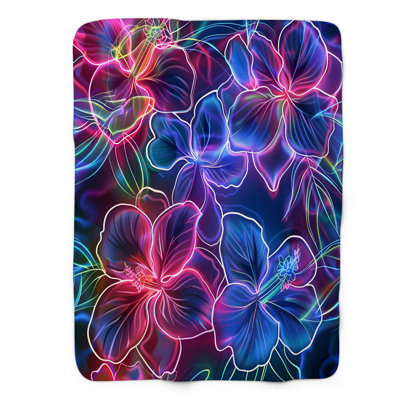 Couverture en sherpa de qualité supérieure Funky Flower Power - 1 pièce