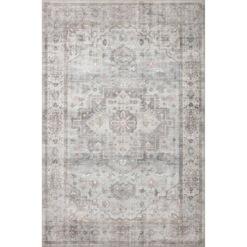Tapis oriental colombe / rosé Jujhar, Rectangle 2 pi x 5 pi