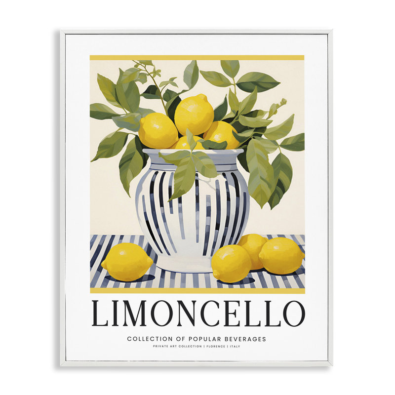 «Classic Kitchen Lemons», art de la giclée encadrée, design par lettré et doublé, H 20 po x l 16 po, Blanc