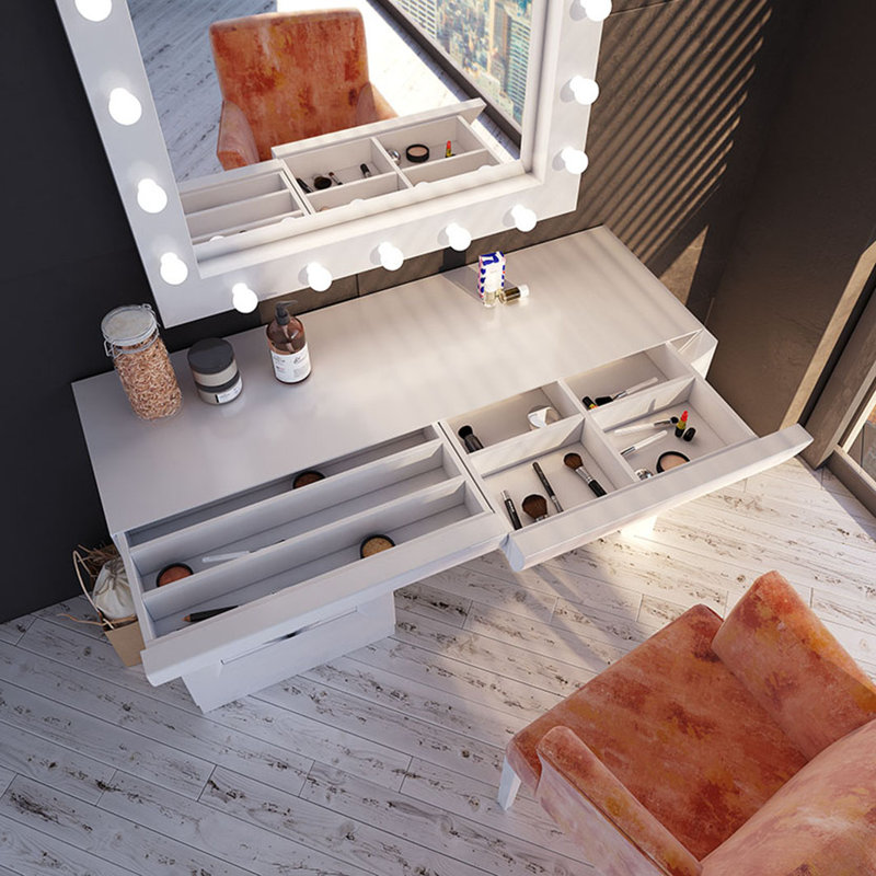 Ensemble de coiffeuse avec tabouret, Mat