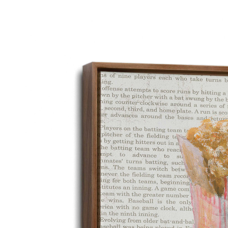 «Popcorn and Baseball» par Masey St. Studios, reproduction d'art, Toile avec cadre, Brun, L 48 x H 36