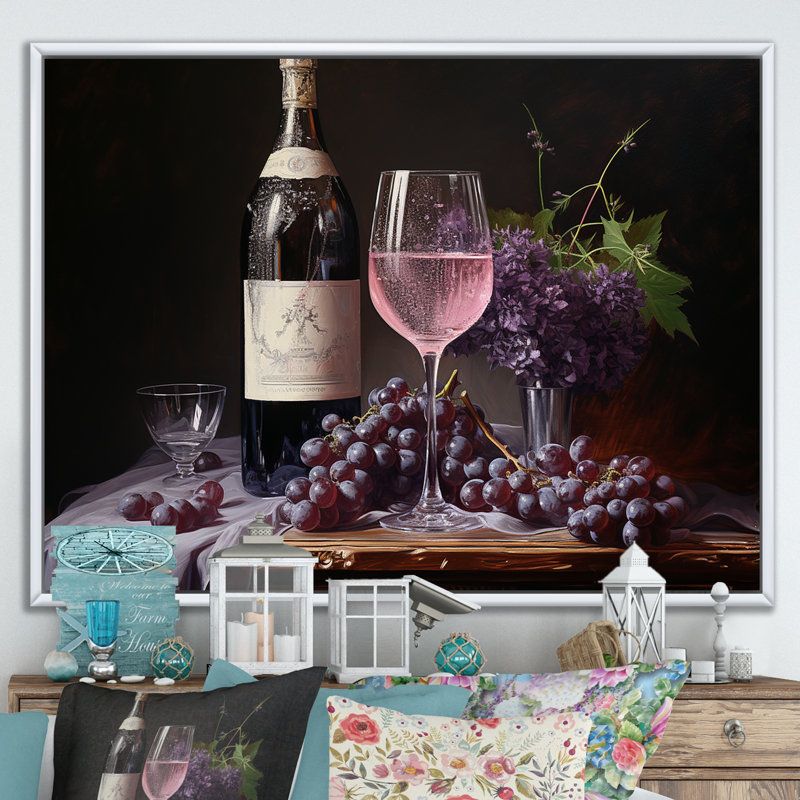 Lambrusco lustre sur toile, Cadre flottant blanc, H 24 po x l 32 po x P 1 po
