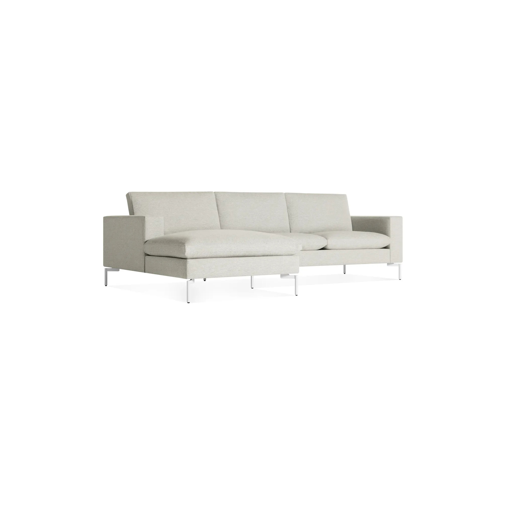 New Standard Upholstered Chaise L-Sectional, Left Hand Facing, White, Maharam Mode/Clavicle 100% Polyester