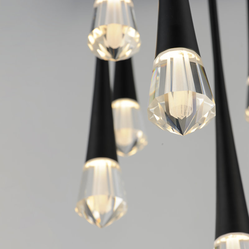 Linnie 9 - Light Gold LED Cluster Pendant, Black