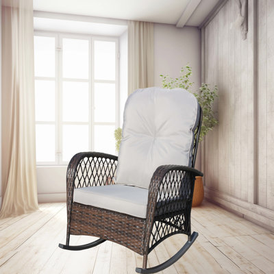 Chaise berçante d'extérieur avec structure en acier et coussin moelleux épais - Meubles de jardin