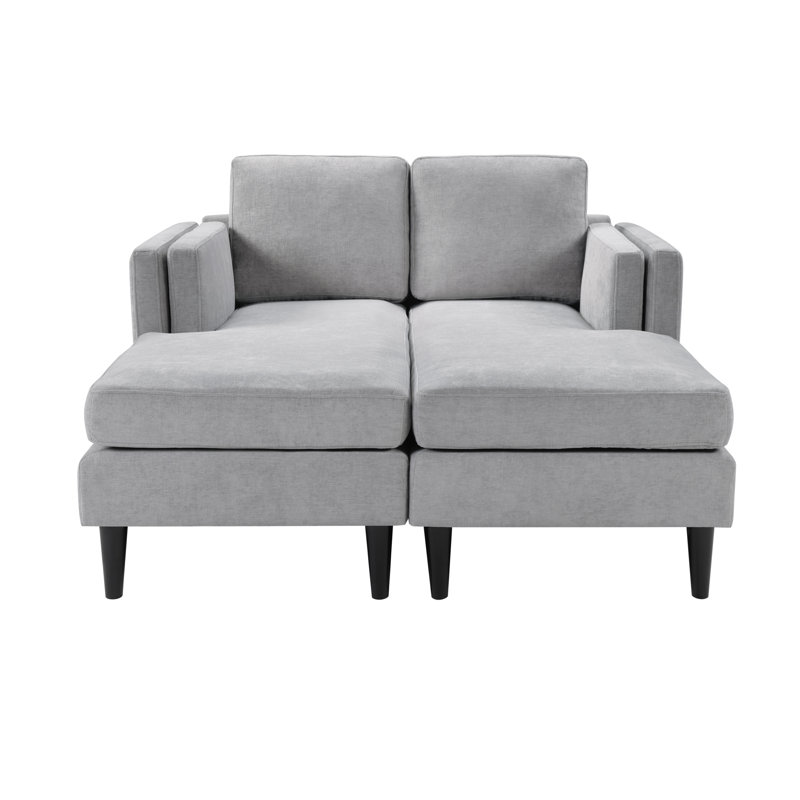 Canapé-lit gris moderne 53,5 po avec accoudoirs double couche pour le salon, Gris