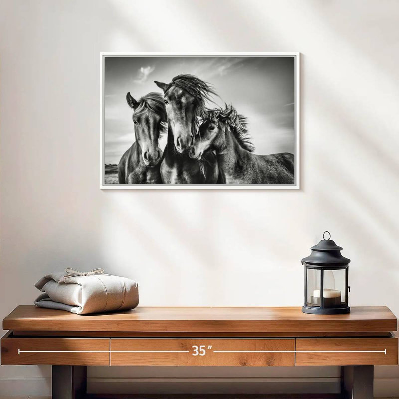Chevaux Lemvig, Cadre flottant blanc, 19 po x 13 po