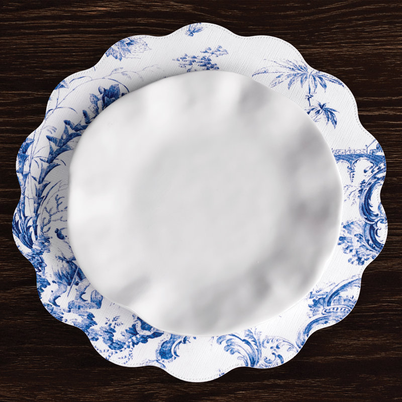 Vida Vinyl Round Placemats, Blue/White