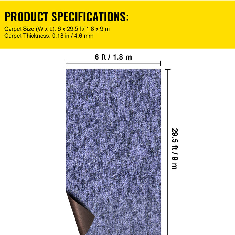 Tapis d'extérieur bleu foncé 6 pi x 29,5 po
