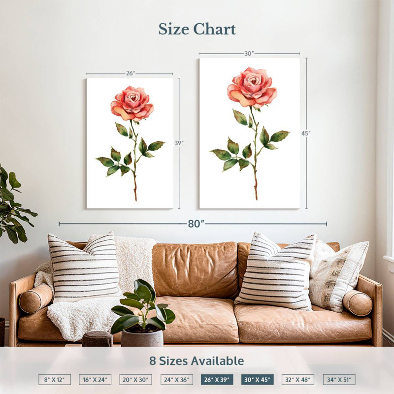 Harnek Single Rose, 39" H x 26" W