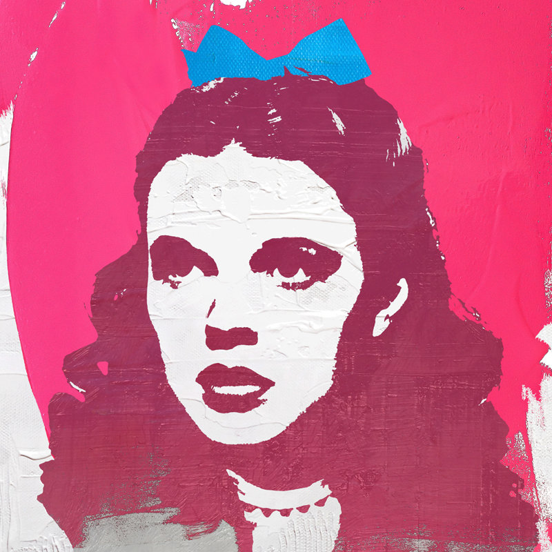 «Garland as Dorothy» par Stephen Chambers - peinture sur toile tendue, H 15 po x l 15 po x P 1,5 po