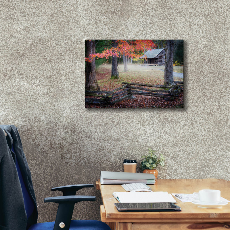 «Autumn At Carter Shields Cabin» par Rick Berk, art mural sur toile