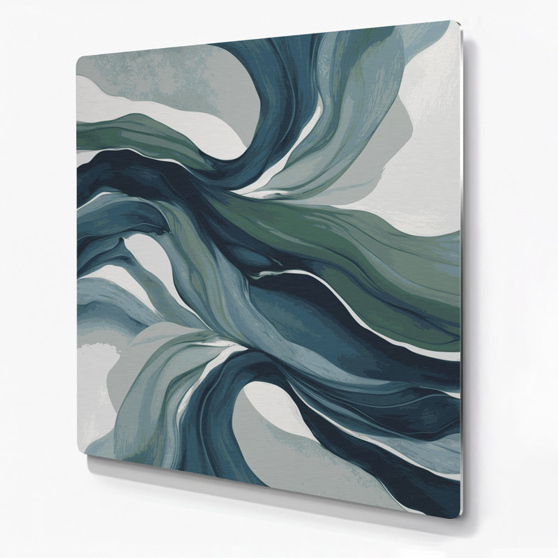 Paysage abstrait, art mural bleu en métal 31, H 16 po x l 16 po